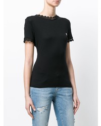 T-shirt à col rond en dentelle noir Philipp Plein