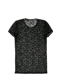 T-shirt à col rond en dentelle noir Versace Collection