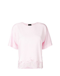 T-shirt à col rond en dentelle rose Ermanno Ermanno