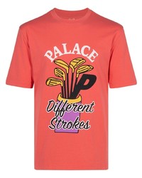 T-shirt à col rond en dentelle rouge Palace