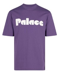 T-shirt à col rond en dentelle violet
