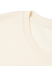 T-shirt à col rond en soie beige The Elder Statesman