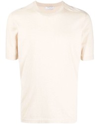 T-shirt à col rond en soie beige Boglioli