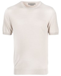 T-shirt à col rond en soie beige Corneliani