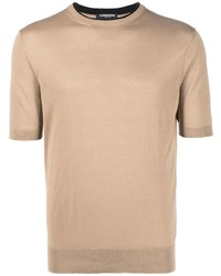 T-shirt à col rond en soie beige costume national contemporary