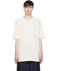 T-shirt à col rond en soie blanc