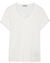 T-shirt à col rond en soie blanc Burberry