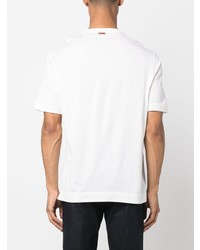 T-shirt à col rond en soie blanc Zegna