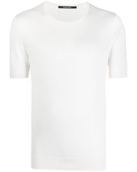 T-shirt à col rond en soie blanc Tagliatore