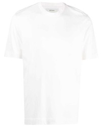 T-shirt à col rond en soie blanc Z Zegna