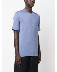 T-shirt à col rond en soie bleu clair Zegna