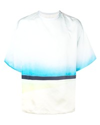 T-shirt à col rond en soie bleu clair Jil Sander
