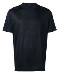 T-shirt à col rond en soie bleu marine Barba