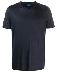 T-shirt à col rond en soie bleu marine Barba