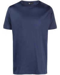 T-shirt à col rond en soie bleu marine Colombo