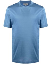 T-shirt à col rond en soie bleu Canali