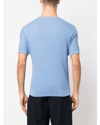 T-shirt à col rond en soie en tricot bleu clair Tagliatore