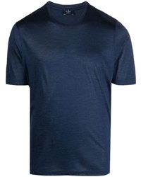 T-shirt à col rond en soie en tricot bleu marine Barba