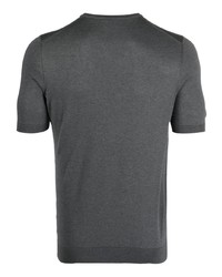 T-shirt à col rond en soie en tricot gris foncé Barba