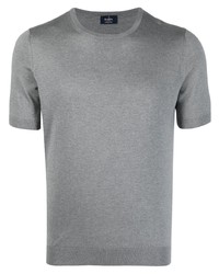 T-shirt à col rond en soie en tricot gris