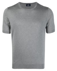T-shirt à col rond en soie en tricot gris Barba