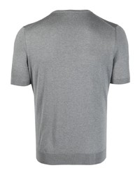 T-shirt à col rond en soie en tricot gris Barba