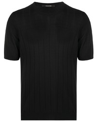 T-shirt à col rond en soie en tricot noir Tagliatore