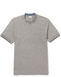 T-shirt à col rond en soie gris