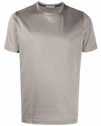 T-shirt à col rond en soie gris Corneliani