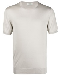 T-shirt à col rond en soie gris Mauro Ottaviani