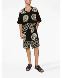 T-shirt à col rond en soie imprimé noir Dolce & Gabbana