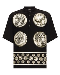 T-shirt à col rond en soie imprimé noir Dolce & Gabbana