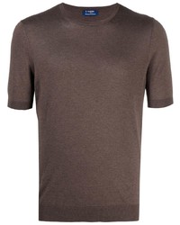 T-shirt à col rond en soie marron
