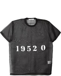 T-shirt à col rond en soie noir