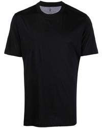 T-shirt à col rond en soie noir Brunello Cucinelli