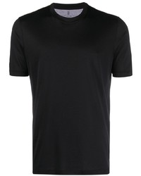 T-shirt à col rond en soie noir Brunello Cucinelli