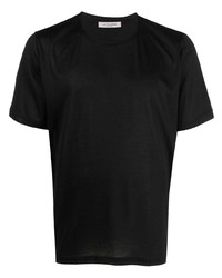 T-shirt à col rond en soie noir Fileria