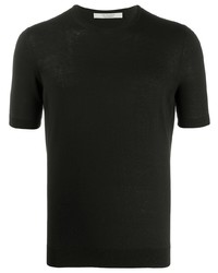 T-shirt à col rond en soie noir La Fileria For D'aniello