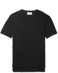 T-shirt à col rond en soie noir Maison Margiela