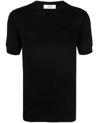 T-shirt à col rond en soie noir Mauro Ottaviani