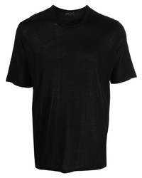 T-shirt à col rond en soie noir Roberto Collina