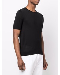 T-shirt à col rond en soie noir Tagliatore