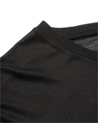 T-shirt à col rond en soie noir Saint Laurent