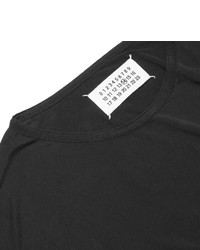 T-shirt à col rond en soie noir Maison Margiela