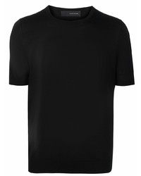 T-shirt à col rond en soie noir Tagliatore