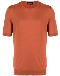 T-shirt à col rond en soie orange