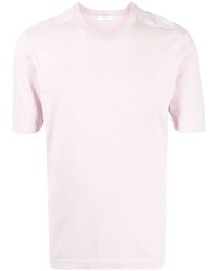 T-shirt à col rond en soie rose Boglioli