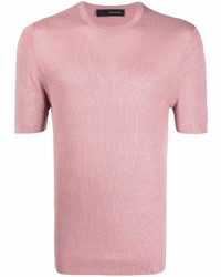 T-shirt à col rond en soie rose Tagliatore