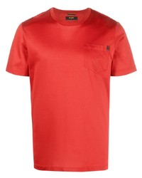 T-shirt à col rond en soie rouge Moorer