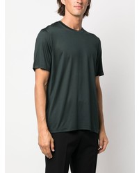 T-shirt à col rond en soie vert foncé Saint Laurent